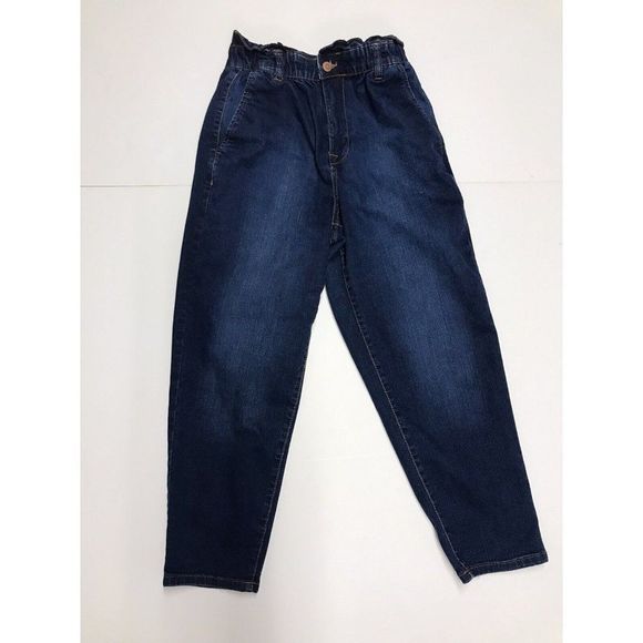 No Boundaries Medium Wash Juniors Paper Bag Waist Mom Jeans Size Medium (7-9) - Picture 1 of 3